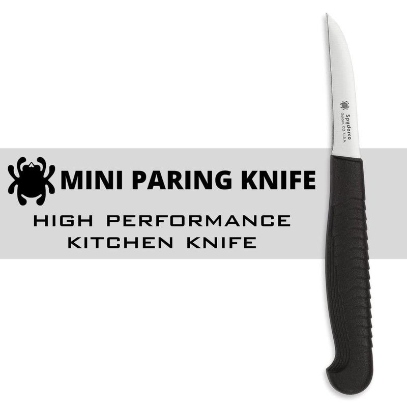 Spyderco Mini Paring Kitchen Knife with 2.25" Stainless Steel Blade with Durable Black Polypropylene Handle - PlainEdge - K09PBK - Image 2